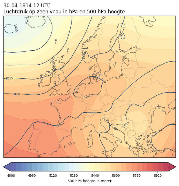 Weerkaart van 30 april 1814 om 12 UTC