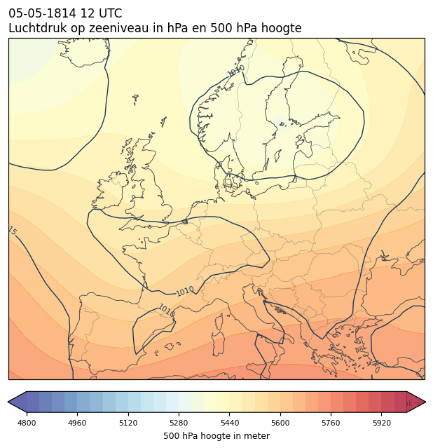 Weerkaart van 5 mei 1814 om 12 UTC