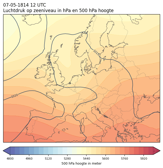 Weerkaart van 7 mei 1814 om 12 UTC