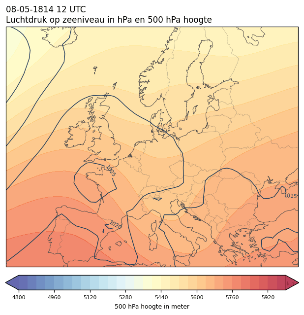 Weerkaart van 8 mei 1814 om 12 UTC
