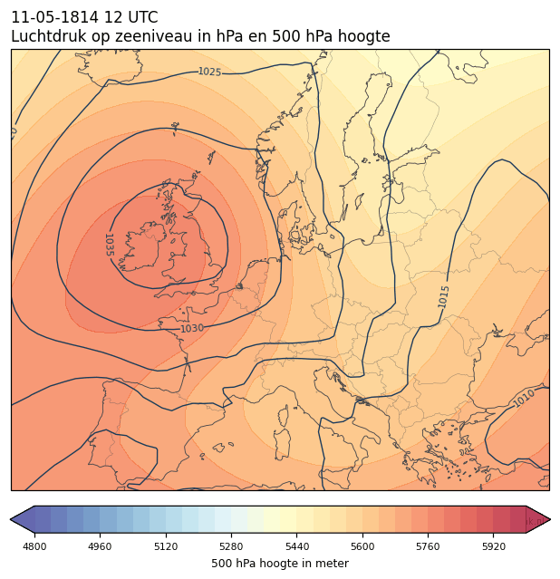 Weerkaart van 11 mei 1814 om 12 UTC