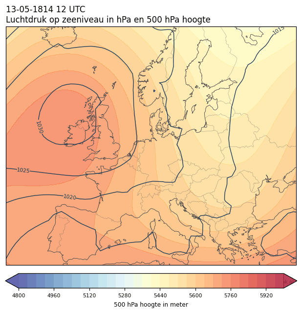 Weerkaart van 13 mei 1814 om 12 UTC
