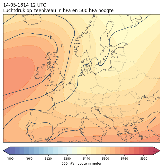 Weerkaart van 14 mei 1814 om 12 UTC