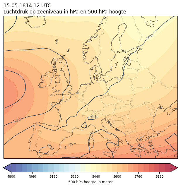 Weerkaart van 15 mei 1814 om 12 UTC