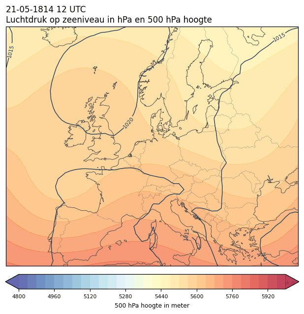 Weerkaart van 21 mei 1814 om 12 UTC