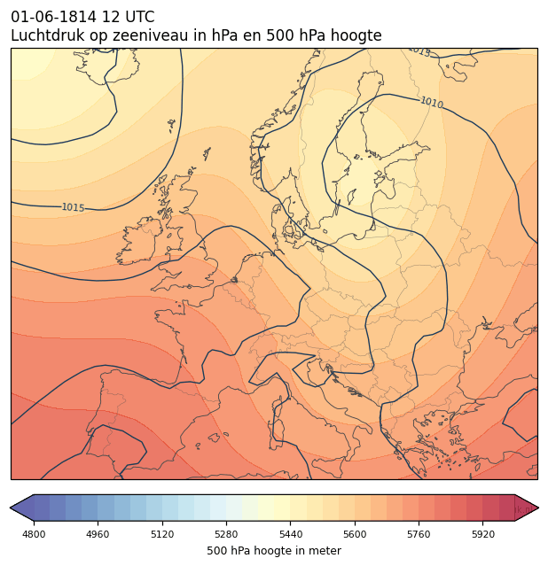 Weerkaart van 1 juni 1814 om 12 UTC