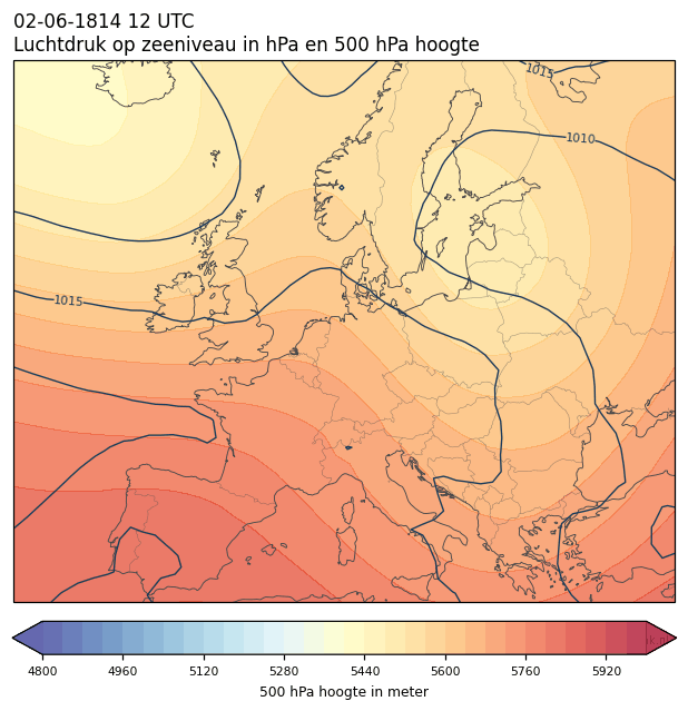 Weerkaart van 2 juni 1814 om 12 UTC