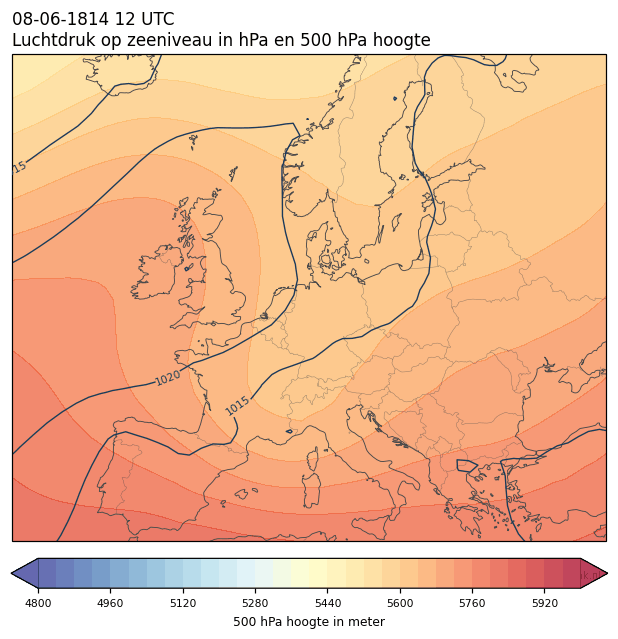 Weerkaart van 8 juni 1814 om 12 UTC