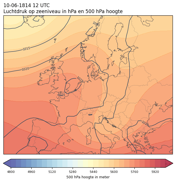 Weerkaart van 10 juni 1814 om 12 UTC