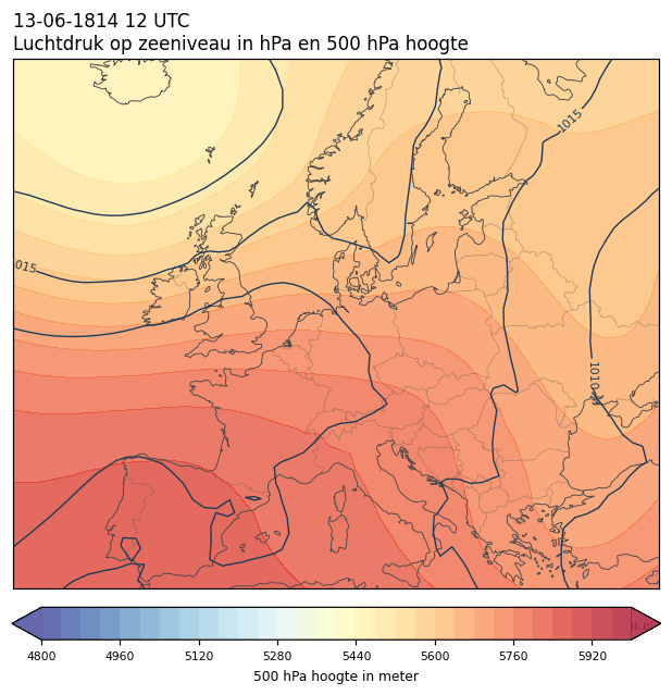Weerkaart van 13 juni 1814 om 12 UTC