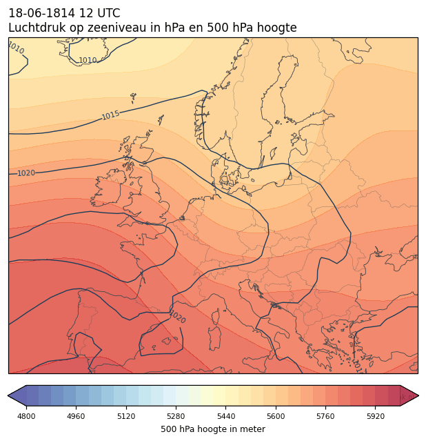 Weerkaart van 18 juni 1814 om 12 UTC