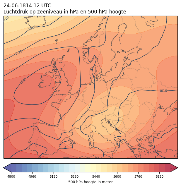 Weerkaart van 24 juni 1814 om 12 UTC