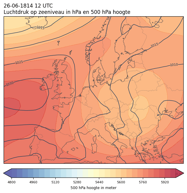 Weerkaart van 26 juni 1814 om 12 UTC