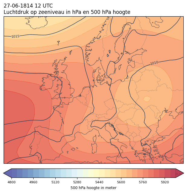 Weerkaart van 27 juni 1814 om 12 UTC