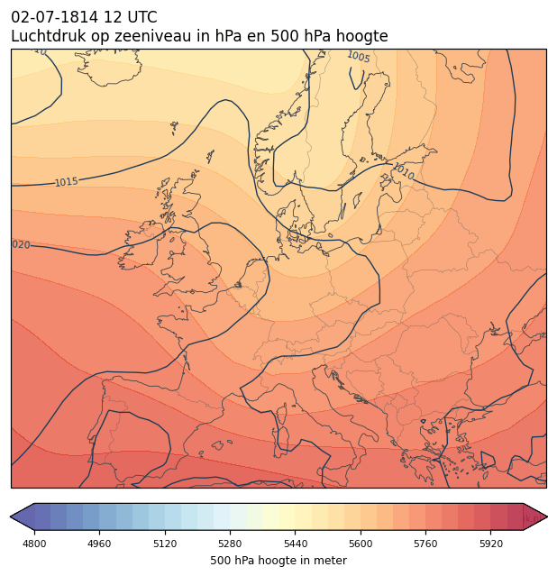 Weerkaart van 2 juli 1814 om 12 UTC