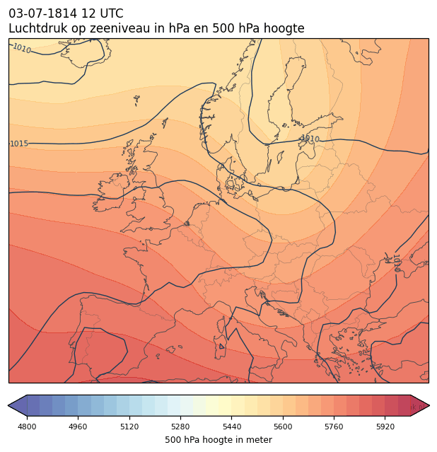 Weerkaart van 3 juli 1814 om 12 UTC