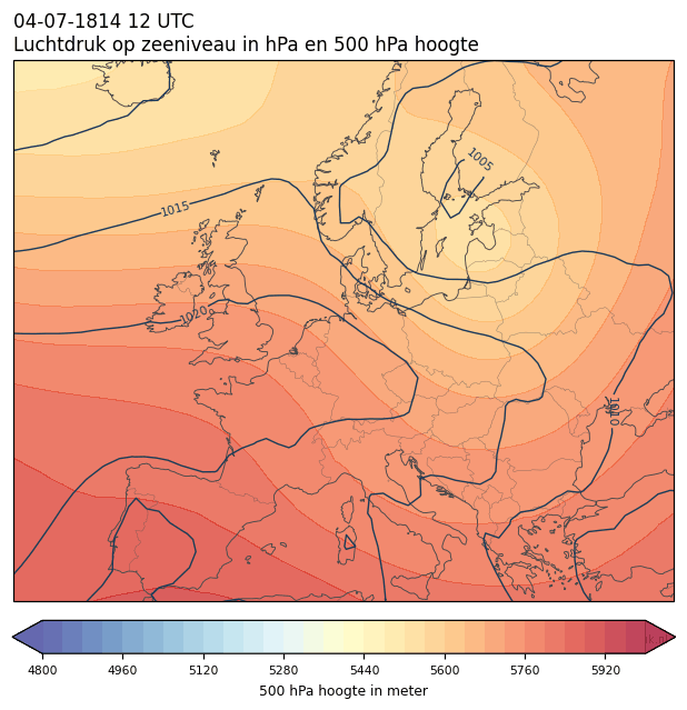 Weerkaart van 4 juli 1814 om 12 UTC