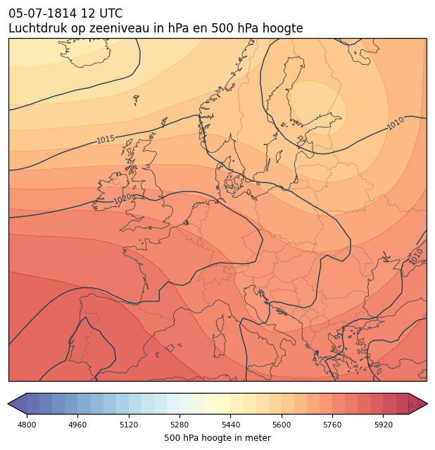Weerkaart van 5 juli 1814 om 12 UTC