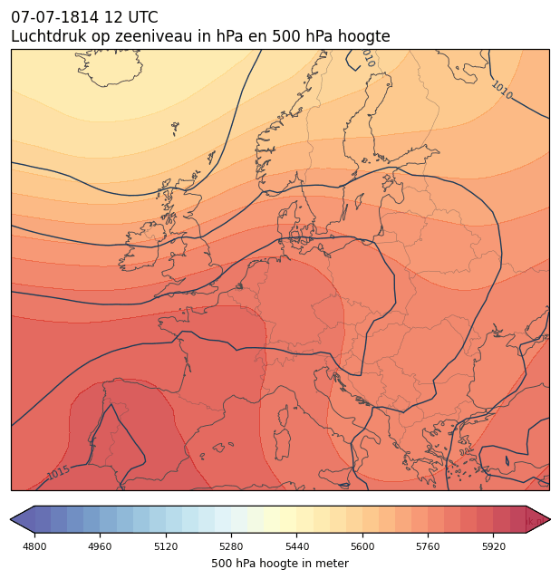 Weerkaart van 7 juli 1814 om 12 UTC