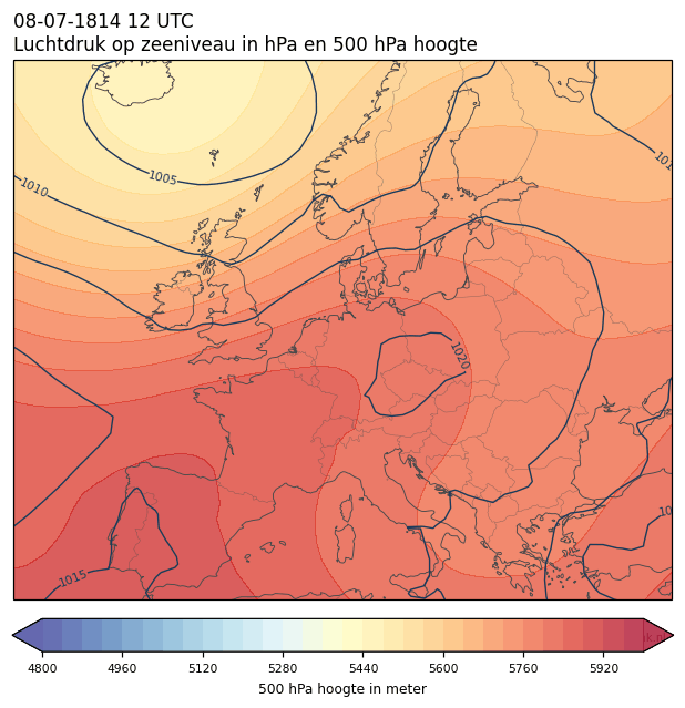 Weerkaart van 8 juli 1814 om 12 UTC