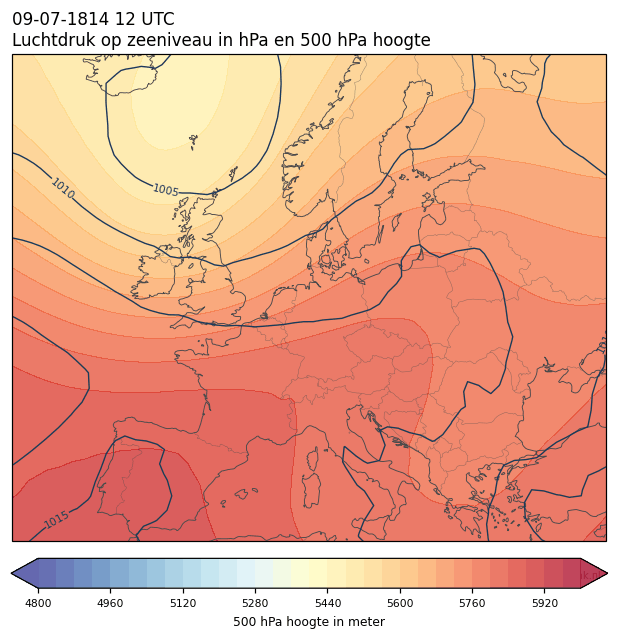 Weerkaart van 9 juli 1814 om 12 UTC