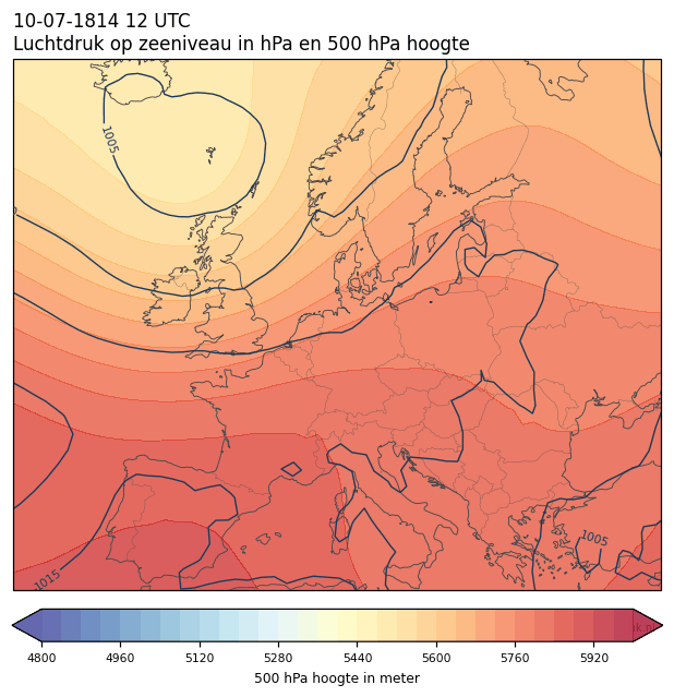Weerkaart van 10 juli 1814 om 12 UTC