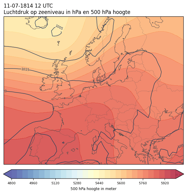 Weerkaart van 11 juli 1814 om 12 UTC