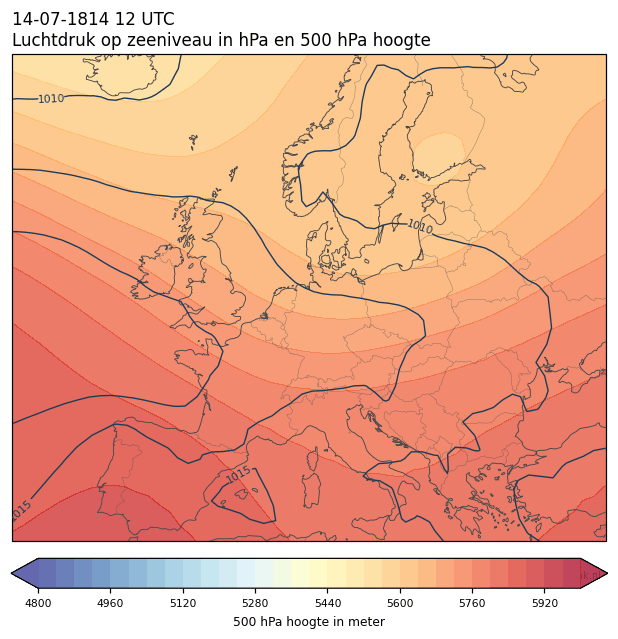 Weerkaart van 14 juli 1814 om 12 UTC