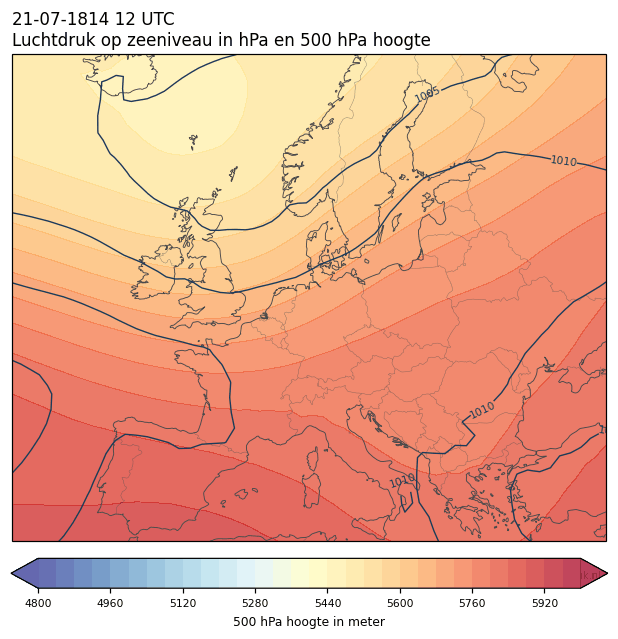 Weerkaart van 21 juli 1814 om 12 UTC