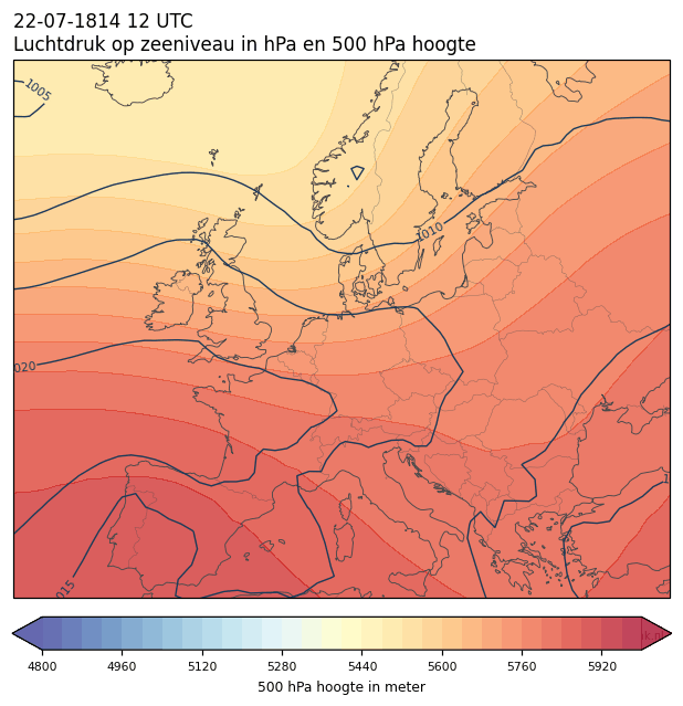 Weerkaart van 22 juli 1814 om 12 UTC
