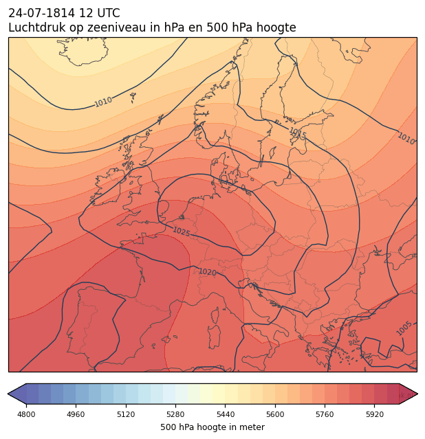 Weerkaart van 24 juli 1814 om 12 UTC