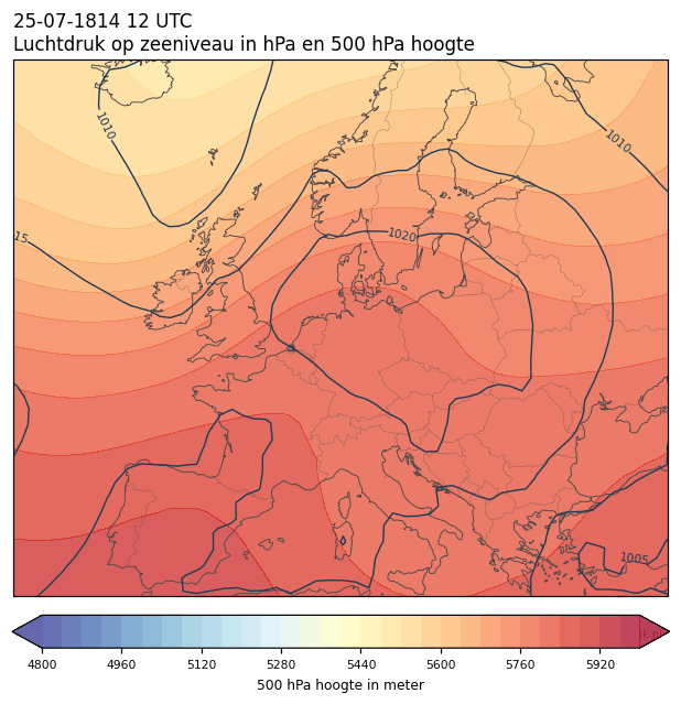 Weerkaart van 25 juli 1814 om 12 UTC