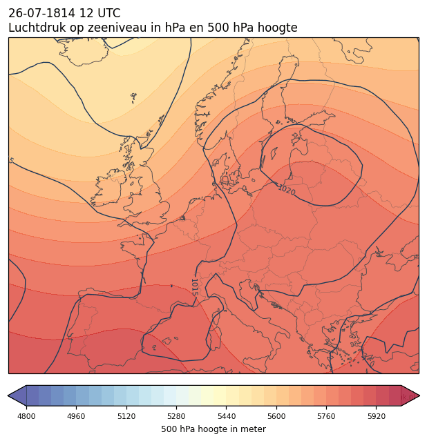Weerkaart van 26 juli 1814 om 12 UTC