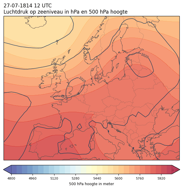 Weerkaart van 27 juli 1814 om 12 UTC