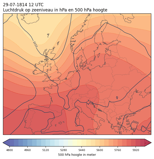 Weerkaart van 29 juli 1814 om 12 UTC