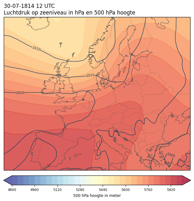 Weerkaart van 30 juli 1814 om 12 UTC