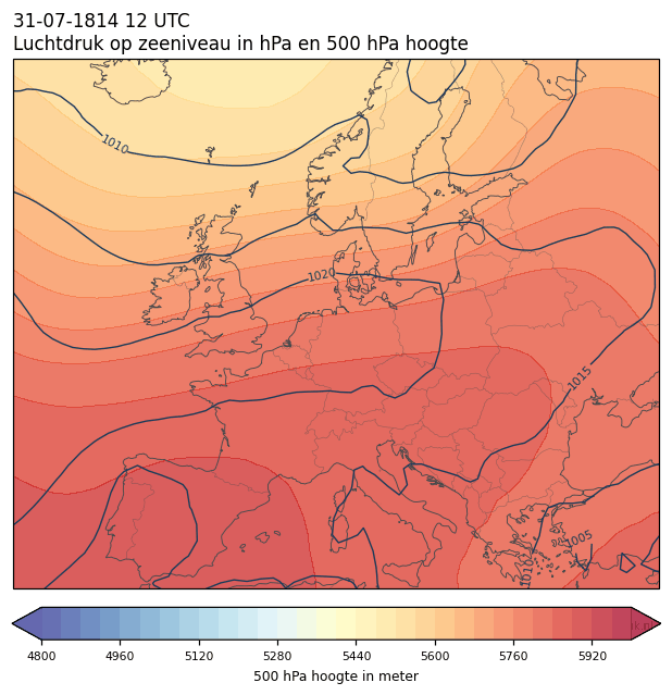 Weerkaart van 31 juli 1814 om 12 UTC