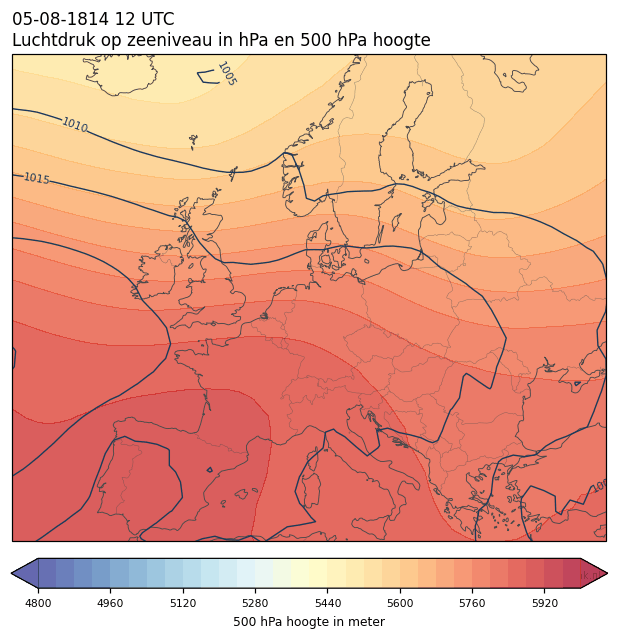 Weerkaart van 5 augustus 1814 om 12 UTC