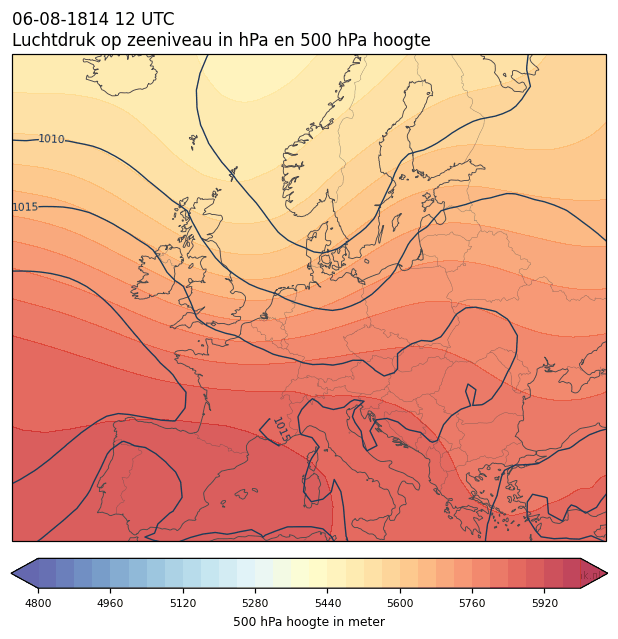 Weerkaart van 6 augustus 1814 om 12 UTC