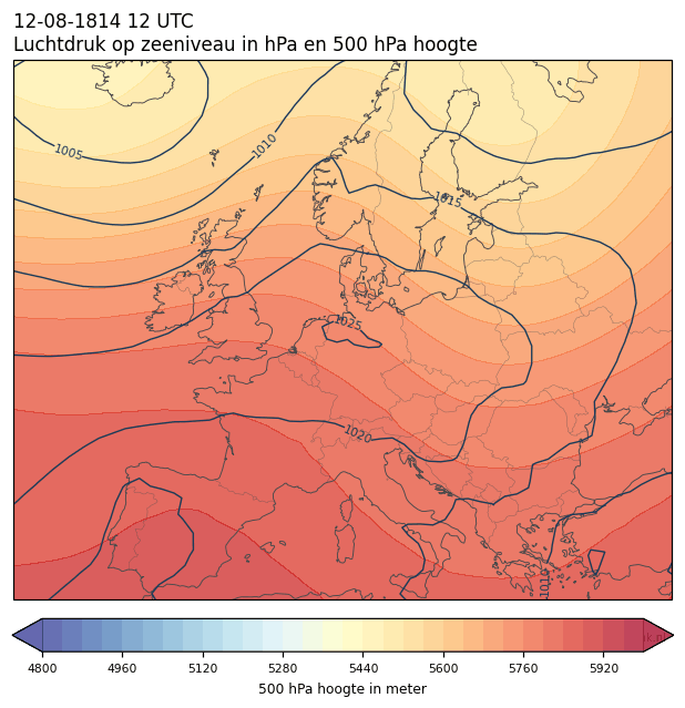 Weerkaart van 12 augustus 1814 om 12 UTC