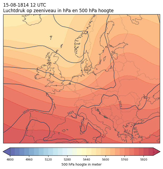 Weerkaart van 15 augustus 1814 om 12 UTC