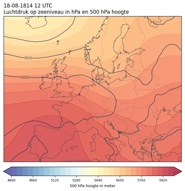 Weerkaart van 18 augustus 1814 om 12 UTC