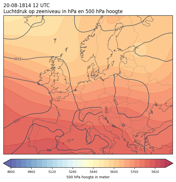 Weerkaart van 20 augustus 1814 om 12 UTC