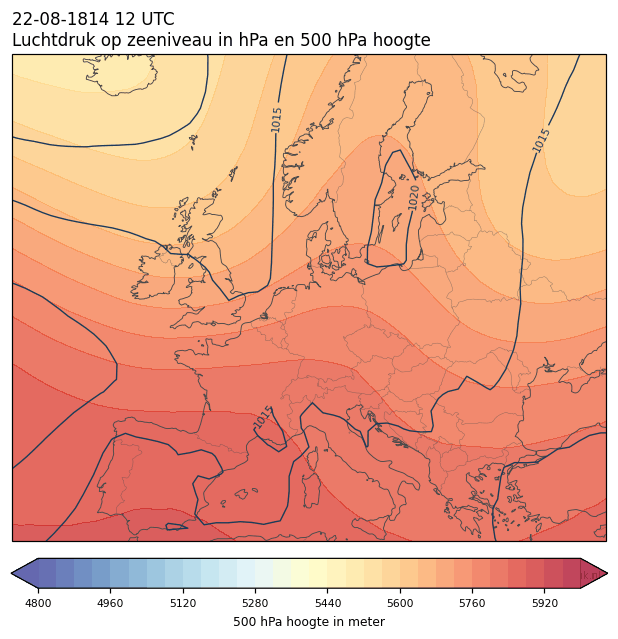 Weerkaart van 22 augustus 1814 om 12 UTC