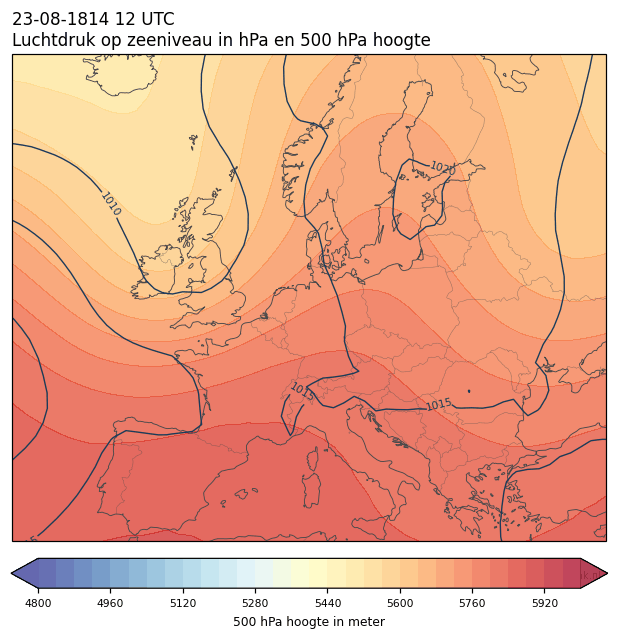 Weerkaart van 23 augustus 1814 om 12 UTC