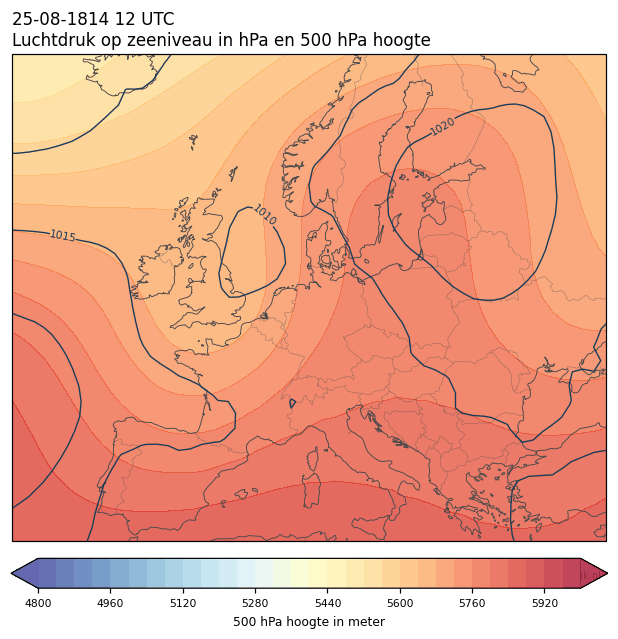 Weerkaart van 25 augustus 1814 om 12 UTC
