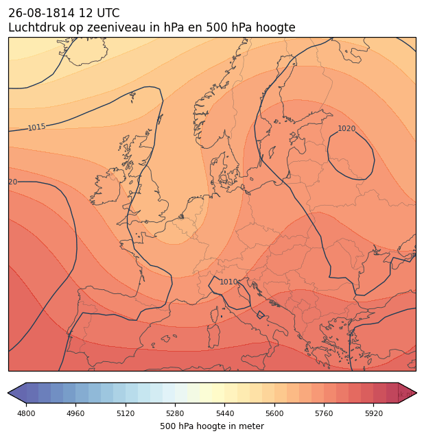 Weerkaart van 26 augustus 1814 om 12 UTC