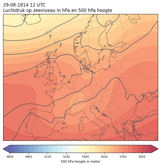 Weerkaart van 29 augustus 1814 om 12 UTC