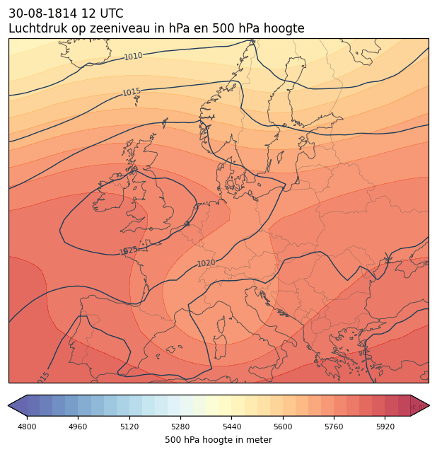 Weerkaart van 30 augustus 1814 om 12 UTC