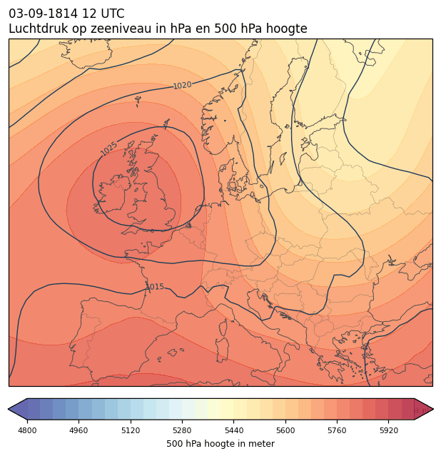 Weerkaart van 3 september 1814 om 12 UTC